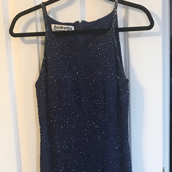 Andretta Donatello Navy Beaded Dress - Picture 2 of 7